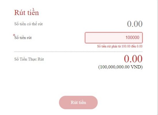 Cách rút tiền Hi88 trên máy tính